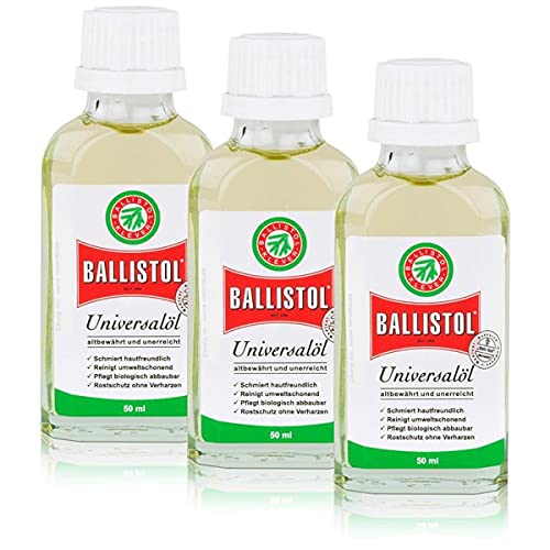 BALLISTOL 3 botellas de cristal de 50 ml, aceite esencial para armas