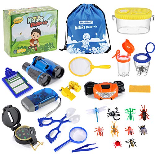 Bammax Set de Aventura Natural para Niños, Set de Exploración al Aire Libre, Binoculares para Niños, Juguetes Educativos para Niños de 3+ Años (26 PCS)