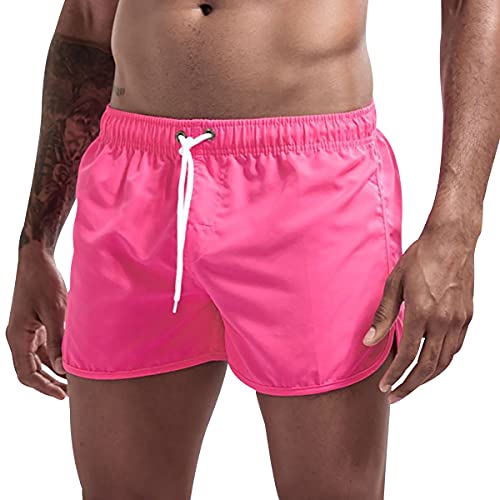 Bañador Natacion Hombre Bañadores Secado Rapido Hombre Traje de Baño Hombre Bañador Surf Corto Deportivo Piscina Natación Short Playa Surfero Hombre Deportivos Cortos Talla Grande Casual Rosa M