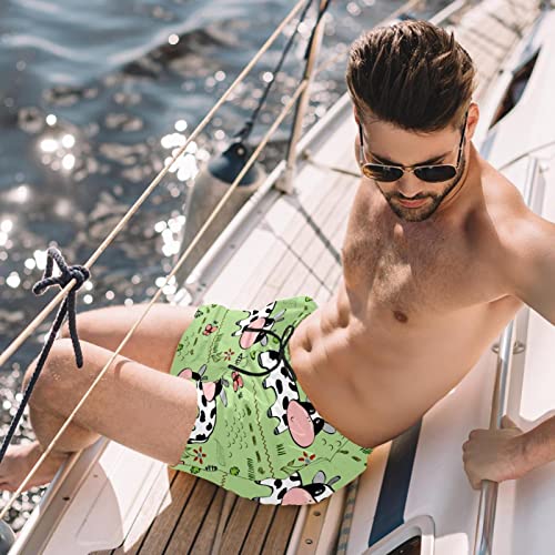 Bañador para Hombre Vaca De Dibujos Animados Trajes De Baño Secado Rápido Bañadores De Natación Impresión Swim Trunks Short De Playa para Piscina Surf Playa M