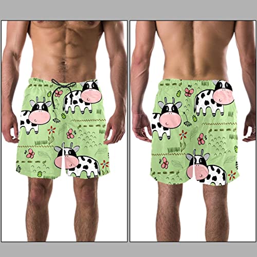 Bañador para Hombre Vaca De Dibujos Animados Trajes De Baño Secado Rápido Bañadores De Natación Impresión Swim Trunks Short De Playa para Piscina Surf Playa M