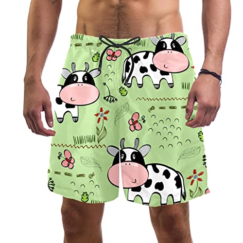 Bañador para Hombre Vaca De Dibujos Animados Trajes De Baño Secado Rápido Bañadores De Natación Impresión Swim Trunks Short De Playa para Piscina Surf Playa M