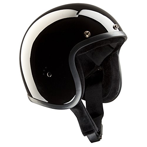 Band-It – Casco Jet semi-integral de moto, modelo clásico, con visera parasol, brillante, color negro M(57-58cm) glossy black