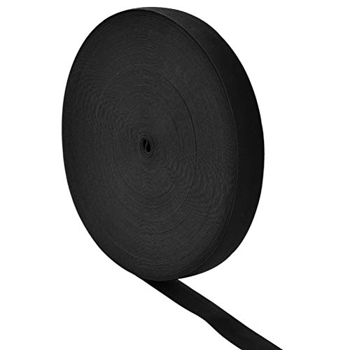 Banda Elástica 40M, Ancho 1.5CM, Cinta Elastica Costura,Rollo de Cinta de Poliéster, Elastico Negro,Cinta de Poliester,Banda Elastica Costura Multifunción para Bricolaje, Costura, Envoltura -Negro