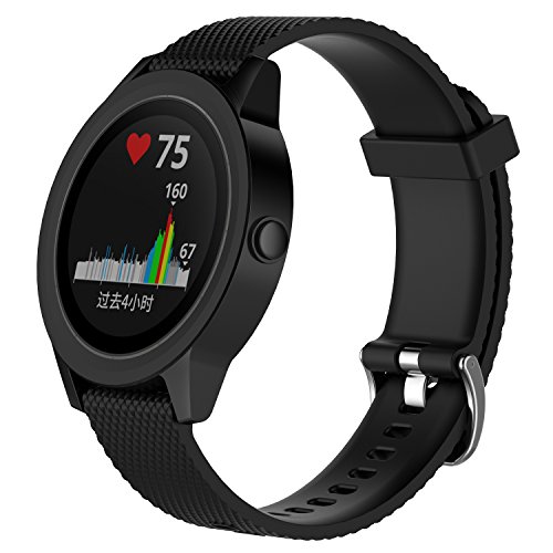 Bandas de repuesto para Garmin Vivoactive 3 / Vivomove / Vivomove HR Fitness Watch 20 mm Correa de silicona suave ajustable Quick Release Accesorio Watchband (Negro, S)