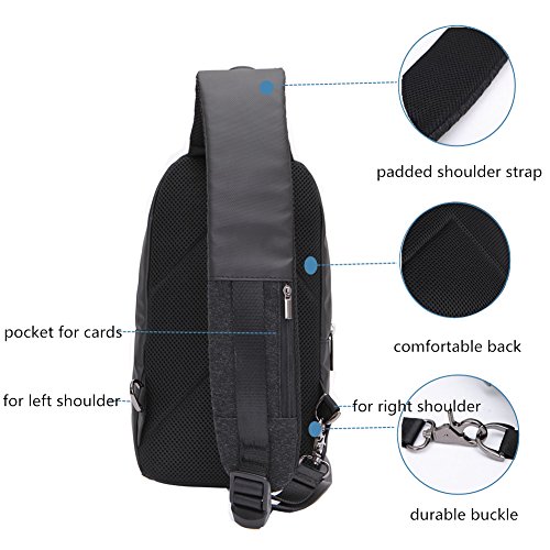 Bandolera Hombre Mochilas Cruzadas - Arctic Hunter Mochila Pecho Impermeable, Mochilas Pequeñas para Caminar, Viajar, Ciclismo, Negro