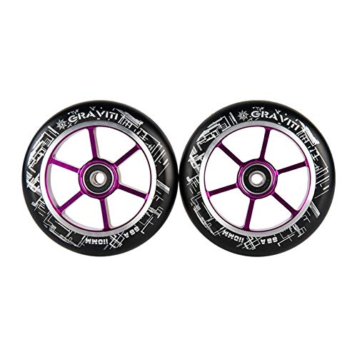 BANGHA Ruedas De Scooter 110mm Pro Scooter Ruedas de núcleo de Aluminio 2pcs 110mm Pro Stunt Scooter Wheels Ruedas De Scooter Freestyle (Color : Violet)