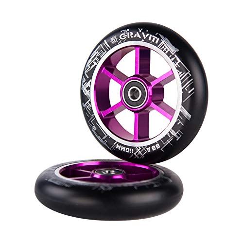 BANGHA Ruedas De Scooter 110mm Pro Scooter Ruedas de núcleo de Aluminio 2pcs 110mm Pro Stunt Scooter Wheels Ruedas De Scooter Freestyle (Color : Violet)