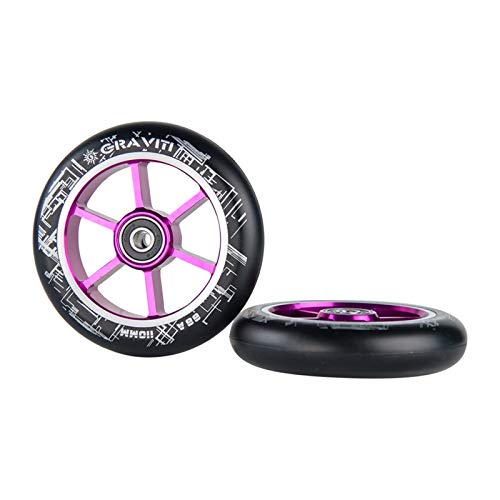 BANGHA Ruedas De Scooter 110mm Pro Scooter Ruedas de núcleo de Aluminio 2pcs 110mm Pro Stunt Scooter Wheels Ruedas De Scooter Freestyle (Color : Violet)