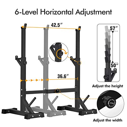 BangTong&Li Par de Soportes para Sentadillas Banco de Prensa Libre con Barra Casa Gimnasio Soportes para Mancuernas Ajustables… (Negro)
