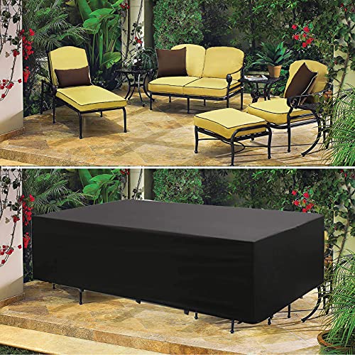 BAOFI Cubierta de Muebles de Jardin 275x160x180cm, Funda para Mesa de Jardin Impermeable, Funda Muebles Patio Cuadrada 420D Paño Oxford Resistente al Polvo Impermeable