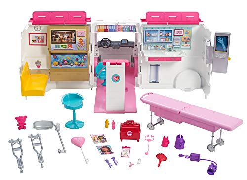 Barbie Ambulancia Hospital 2 en 1, accesorios de muñecas (Mattel FRM19)