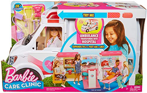 Barbie Ambulancia Hospital 2 en 1, accesorios de muñecas (Mattel FRM19)