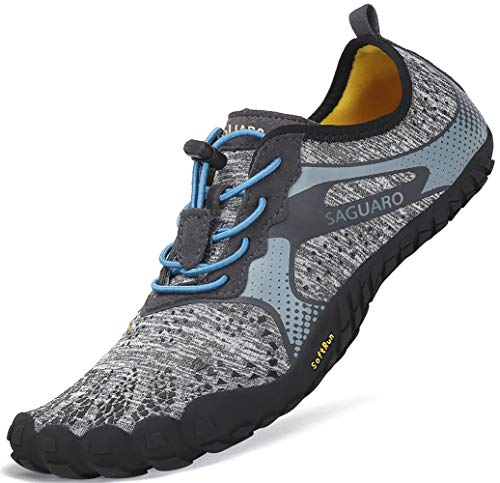 Barefoot Zapatos Descalzos Zapatillas Minimalistas de Trail Running para Hombre Mujer Gris 46