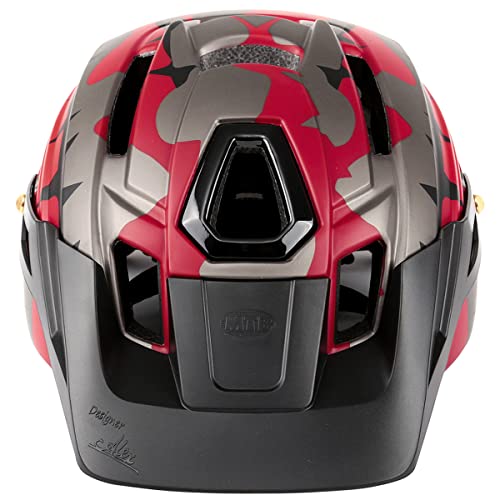 BAT FOX Casco de Bicicleta de montaña para Adultos Casco Ligero de Ciclismo MTB con dial de Ajuste Luz Trasera Casco de Bicicleta (Rojo Titanio, Adulto (58-61 CM))