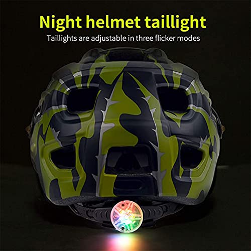 BAT FOX Casco de Bicicleta de montaña para Adultos Casco Ligero de Ciclismo MTB con dial de Ajuste Luz Trasera Casco de Bicicleta (Verde Ejercito, Adulto (58-61 CM))