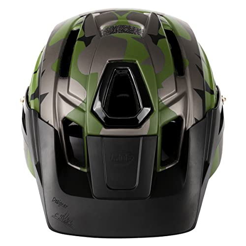 BAT FOX Casco de Bicicleta de montaña para Adultos Casco Ligero de Ciclismo MTB con dial de Ajuste Luz Trasera Casco de Bicicleta (Verde Ejercito, Adulto (58-61 CM))