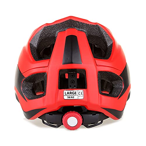 BAT FOX Casco de Ciclismo General para Hombres y Mujeres Adultos, Casco de Bicicleta de Montaña de Tamaño Ajustable de 56-62 cm con Visera Solar Desmontable (Rojo Negro)