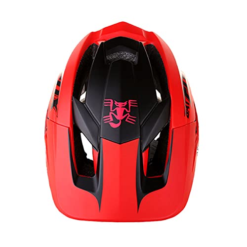 BAT FOX Casco de Ciclismo General para Hombres y Mujeres Adultos, Casco de Bicicleta de Montaña de Tamaño Ajustable de 56-62 cm con Visera Solar Desmontable (Rojo Negro)