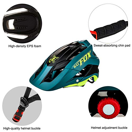 BATFOX Casco Bicicleta con Visera, 56-62cm Casco de seguridad Protección de Seguridad Ajustable Deporte Ligera para Montar en Bicicleta Casco de Bicicleta BMX Scooter Skate