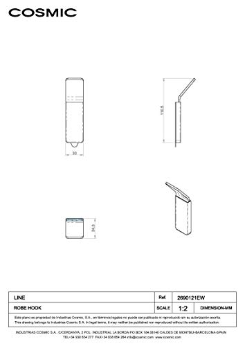 Bath+ by cosmic - Colgador cromo (3 x 2,9 x 11 cm) - Line