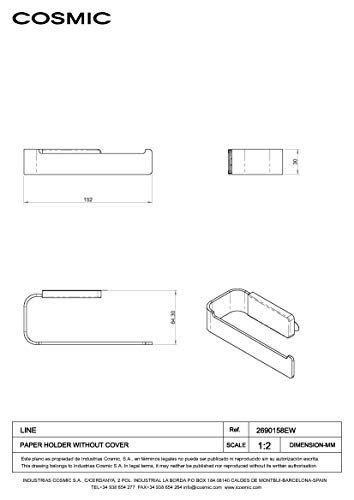 Bath+ by cosmic - Portarrollos sin Tapa Cromo (15,2 x 6,4 x 3 cm) - Line