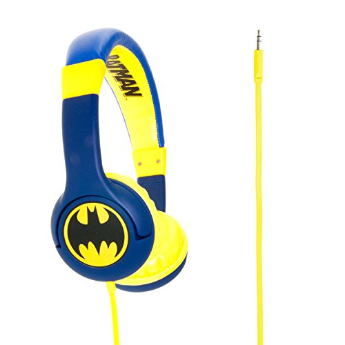 Batman DC0261 - Auriculares de Diadema Cerrados con función de Seguridad de limite de Volumen a 85 db para niños Entre 3 y 7 años, Compatible con Smartphones, Tablets y Dispositivos MP3, Color Azul