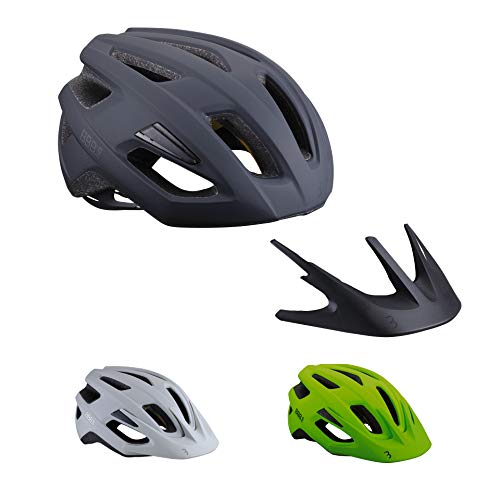 BBB Cycling Bike Dune BHE-22B Casco de Ciclismo de Carretera y montaña MIPS Protección de Seguridad Visera Desmontable Ligera Certificado CE Hombres Mujeres Talla S (52-55 cm), Negro Mate 2.0