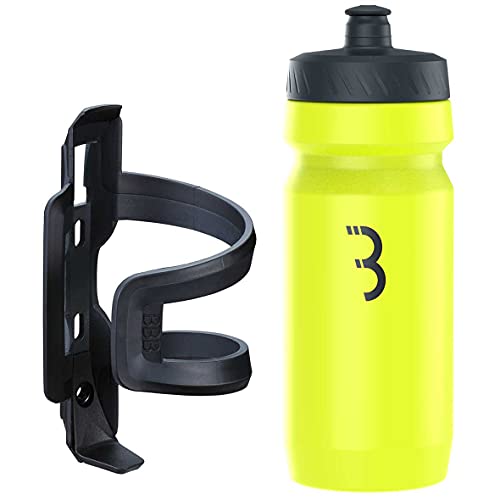 Bbb Cycling Botella de agua de 550 ml y combinación de jaula para bicicletas de ajuste universal Combo DualAttack CompTank BBC-40C, negro/gris oscuro/amarillo negro, 550 ml, 3105094050