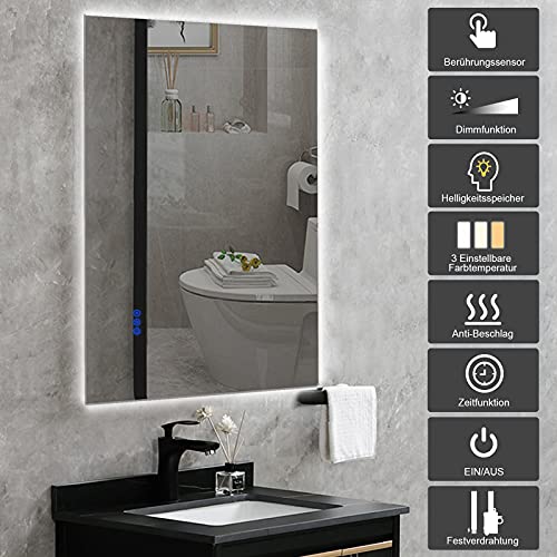BBE 1000 x 600 mm LED Espejo de baño con luz Regulable antivaho Montaje en Pared (Horizontal/Vertical) (40 x 24 Pulgadas)