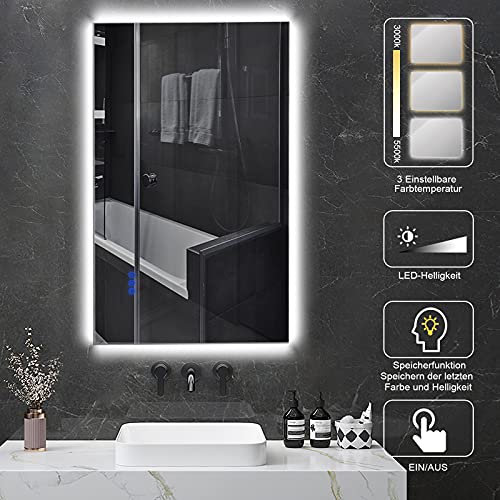 BBE 1000 x 600 mm LED Espejo de baño con luz Regulable antivaho Montaje en Pared (Horizontal/Vertical) (40 x 24 Pulgadas)