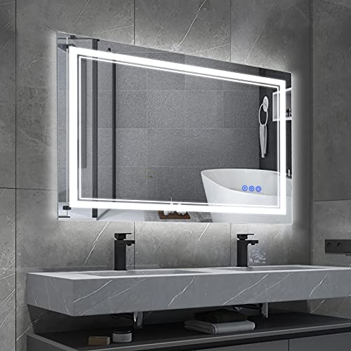 BBE 900 x 700 mm LED Espejo de baño con luz Regulable antivaho Montaje en Pared (Horizontal/Vertical) (36 x 28 Pulgadas)