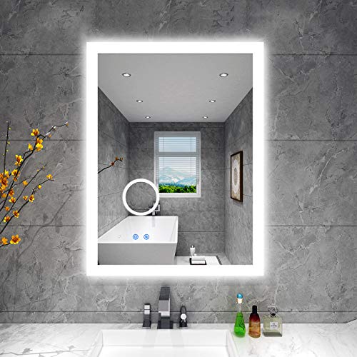 BBE Espejo de baño LED de 800 x 600 mm, con luz Regulable, antivaho, Montaje en Pared (Horizontal/Vertical) (32 x 24 Pulgadas)