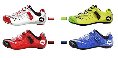 BDC - Zapatillas de ciclismo para bicicleta de carreras, transpirables, profesionales, unisex Rojo Size: 42 EU