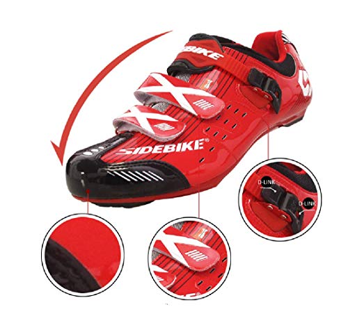 BDC - Zapatillas de ciclismo para bicicleta de carreras, transpirables, profesionales, unisex Rojo Size: 42 EU
