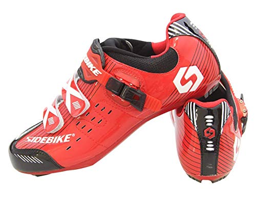 BDC - Zapatillas de ciclismo para bicicleta de carreras, transpirables, profesionales, unisex Rojo Size: 42 EU