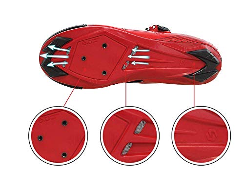 BDC - Zapatillas de ciclismo para bicicleta de carreras, transpirables, profesionales, unisex Rojo Size: 42 EU