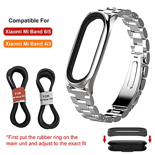 BDIG Correa Compatible Mi Band 5 & Mi Band 6 Correas Metal, Pulsera de Acero Inoxidable Agradable para MiBand 6/5 Correa (No Host), Plata