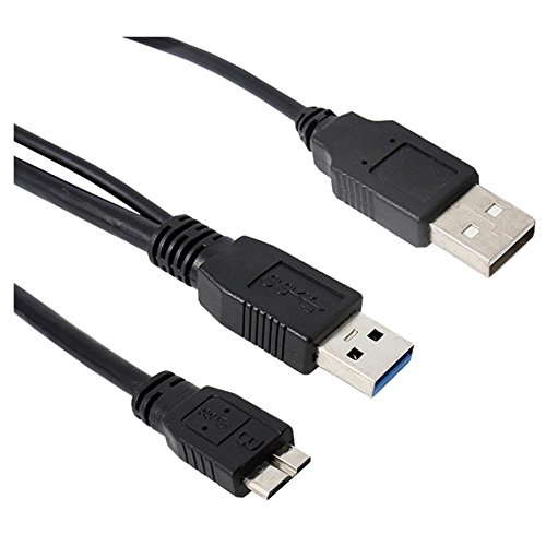 Beauneo Un Doble A de B USB 3.0 Y-Cable Mover el Disco Duro Cable Negro