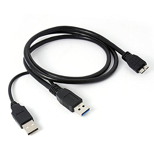 Beauneo Un Doble A de B USB 3.0 Y-Cable Mover el Disco Duro Cable Negro