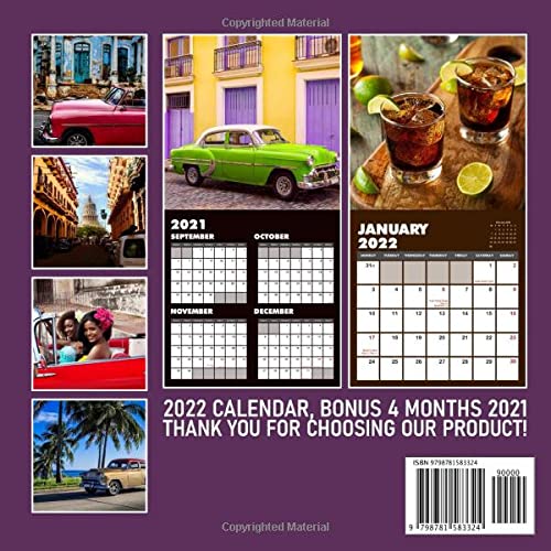 Beautiful Cuba 2022 Calendar: Cuba Landscape Calendar 2022, January 2022 - December 2022, 12 Months, OFFICIAL Squared Monthly, Mini Planner | UK and ... Calendrier | BONUS Last 4 Months 2021