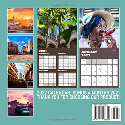 Beautiful Cuba 2022 Calendar: Cuba Landscape Calendar 2022, January 2022 - December 2022, 12 Months, OFFICIAL Squared Monthly, Mini Planner | UK and ... Calendrier | BONUS Last 4 Months 2021
