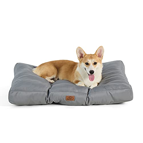 Bedsure Cama Perro Impermeable Mediano - Colchón Perro Lavable para Verano, Cojín Perro Antipelo y Suave, Gris, M, 76x50x10 cm