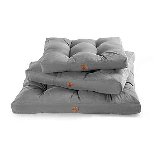 Bedsure Cama Perro Impermeable Mediano - Colchón Perro Lavable para Verano, Cojín Perro Antipelo y Suave, Gris, M, 76x50x10 cm