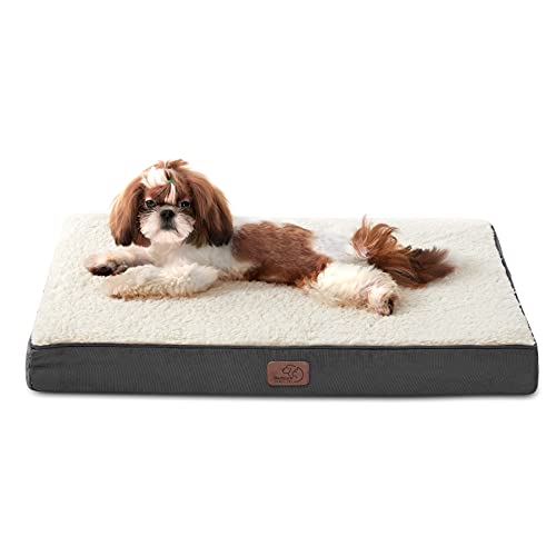 Bedsure Cama Perro Pequeño Ortopédica - Colchón Perro Verano Lavable M, Desenfundable con Espuma De Caja De Huevos, 76x50x7.6 cm