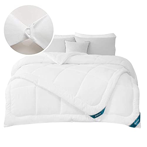 Bedsure Edredón Relleno Nórdico Cama 80 4 Estaciones - Bedding Edredón Reversible Doble 150+300 gr/m² de 135x200 cm Fibra Suave y Antiacaro, Caliente y Cómodo Blanco