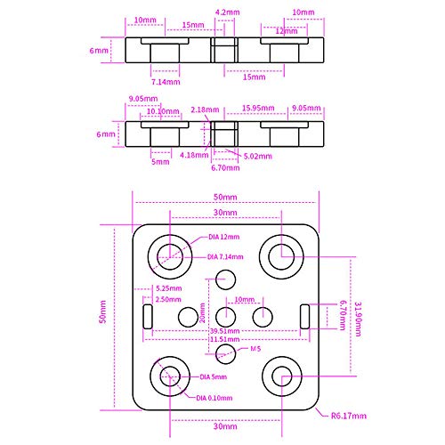 Befenybay - Rueda en V pequeña con placa para perfil de aluminio de 2020 V para piezas de impresora CNC y 3D Kossel, color negro