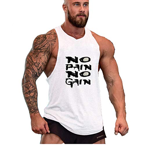 Befox Camiseta Deportiva De Tirantes para Hombre con Texto NO Pain NO Gain