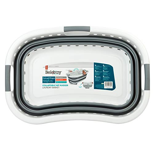 Beldray LA072979GRYEU Colapsible Hip Hugger Lavadero Cesta, Curva y Forma para Ajustar al Cuerpo, Cesta de Plegado Fácil, Manillas Ergonómica No Deslizantes de 2 Vías, 37 litros, Gris