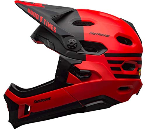 BELL Super Dh MIPS Casco de Bicicleta de montaña, Unisex Adulto, Rojo Mate y Negro Brillante, M | 55-59cm